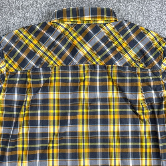 Marmot Checked Plaid Button Shirt Men’s XXL Black And Yellow Short Sleeve Hiking - Picture 6 of 10